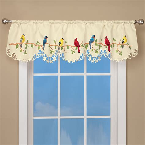 Collections Etc Spring Valance Curtain With Beautiful Birds On A Branch