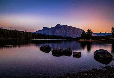 Beautiful Sunset Over Two Jack Lake In Banff National Park Photograph