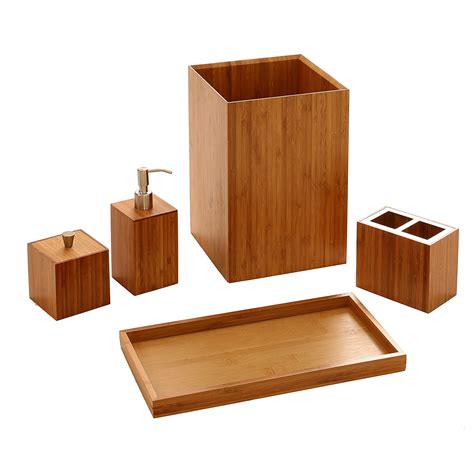 Get bathroom accessories from target to save money and time. 5-Piece Bamboo Bath and Vanity Luxury Bathroom Essentials ...