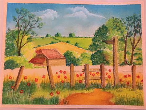 My First Landscape In Chalk Pastels Completed On Pastel Paper Using