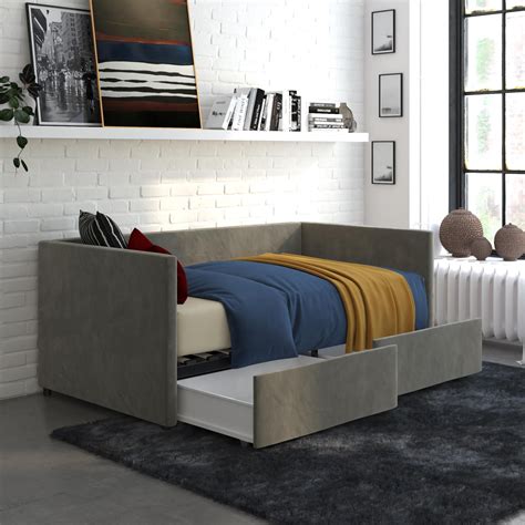 Dhp Daybed With Storage Twin Size Frame Gray Velvet