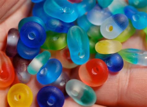 Handmade Sea Glass Style Beads Assorted Shapes And Colors Pkg