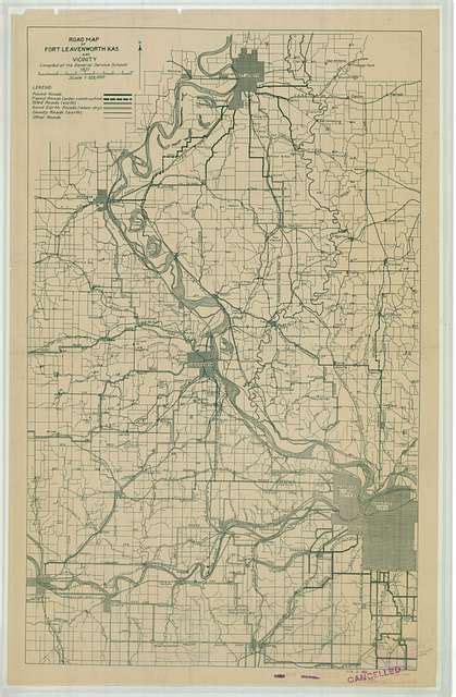 Road Map Of Fort Leavenworth Military Reservation And Vicinity Kansas