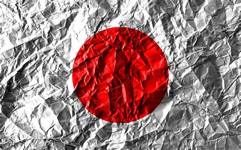 Japanese Flag Crumpled Paper Asian Countries Creative Flag Of Japan