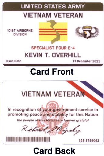 Vietnam Veteran Certificate Of Service Plus Id Card