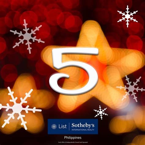 The Number Five Is Surrounded By Snowflakes On A Red And Yellow