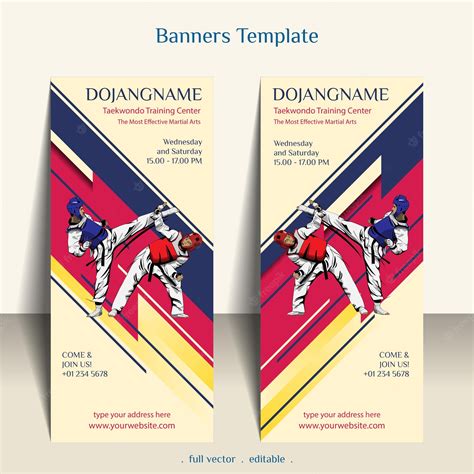 Premium Vector Creative Taekwondo Banners Template For Roll Up Banner