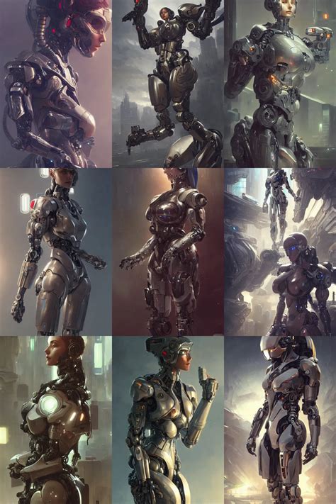 Ultra Realistic Cyborg Woman Great Military Mechs Stable