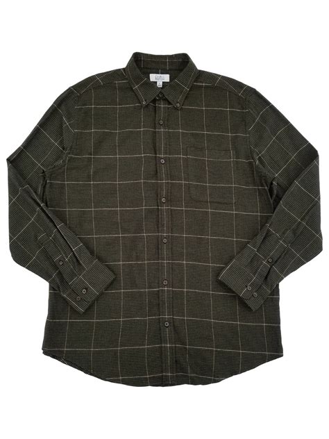Mens Dark Green Plaid Extra Soft Flannel Long Sleeve Button Down Shirt