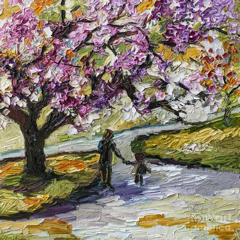 Cherry Blossom Tree Walk In The Park Painting By Ginette