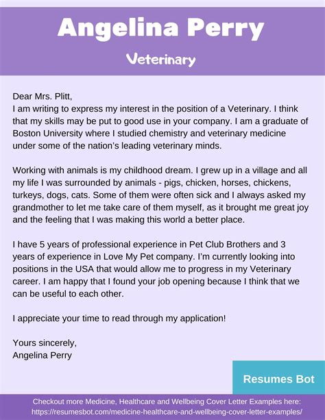 Veterinary Cover Letter Samples And Templates Pdfword 2024 Rb