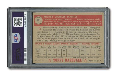 lot detail 1952 topps 311 mickey mantle psa vg ex 4