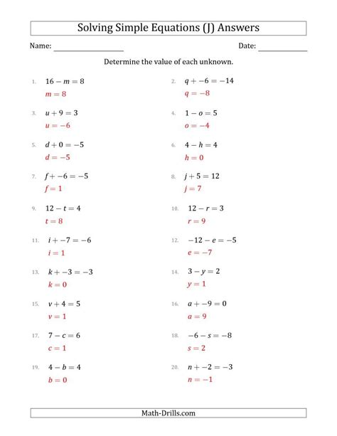 Solving Linear Equations Practice Worksheet