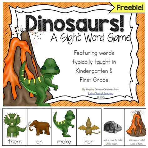 Dinosaur Sight Word Game Free Teach Junkie