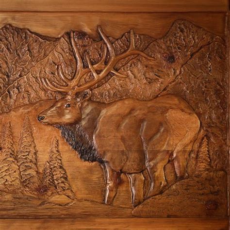 Beautiful Carved Elk Wall Panel