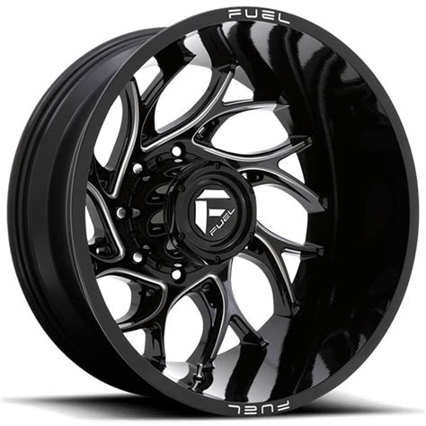 22 Fuel D741 Runner Dually Gloss Black Milled Off Road Wheels 8x210