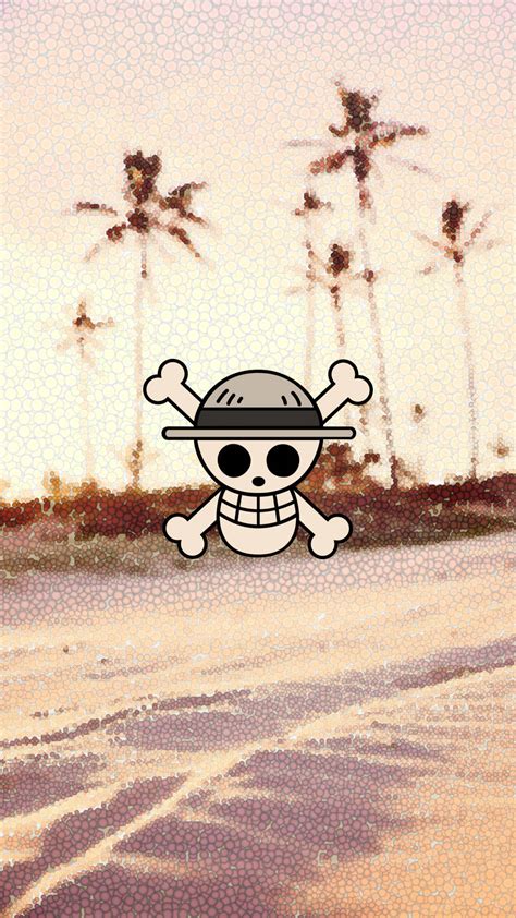 Download One Piece Logo Circle Beach Wallpaper