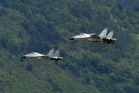 J 11 Fighter Jets Fly Through Valley China Military