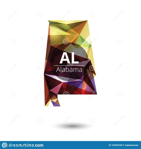 Low Poly Map Of Alabama State Vector Illustration Decorative Design