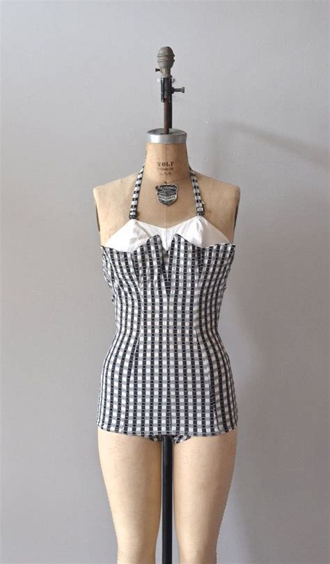 1950s Swimsuit Vintage 50s Bathing Suit Picnic Beach Swimsuit Db4