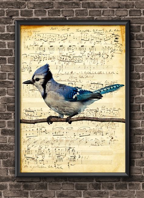 Vintage Music Sheet Bird Wall Art Music Sheets Butterfly Etsy