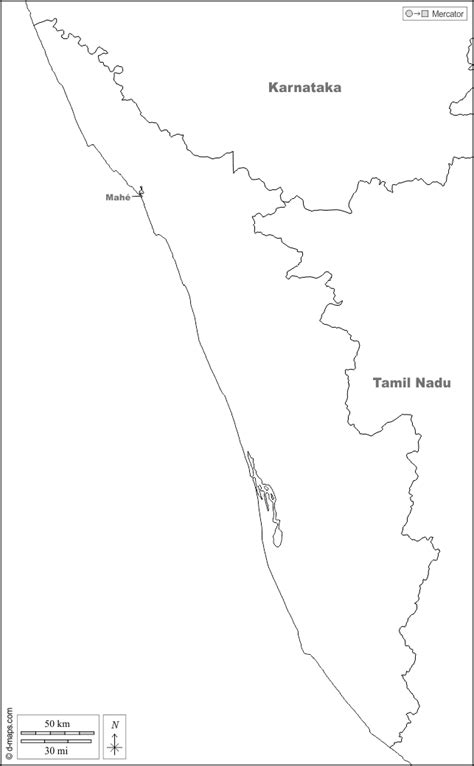 Kerala got the status of statehood on november 1, 1956. Kerala free map, free blank map, free outline map, free base map boundaries, names (white)