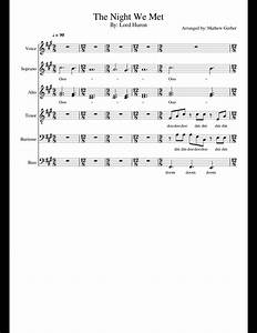 The Night We Met By Lord Huron Arr By Mathew Gerber Sheet Music For