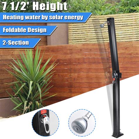 7 Ft Solar Heated Outdoor Shower Hot Andcold 66 Gallon W Base Sprinkler