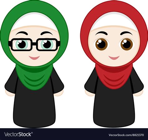 Cartoon Girls With Hijab Royalty Free Vector Image