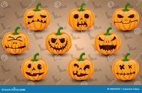 Halloween Icon Set Of Pumpkins Stock Vector Illustration Of Party