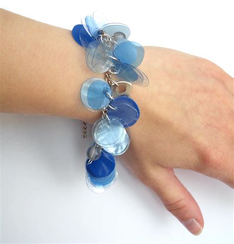 Blue Charm Bracelet Made Of Recycled Plastic Bottles And Blue Beads