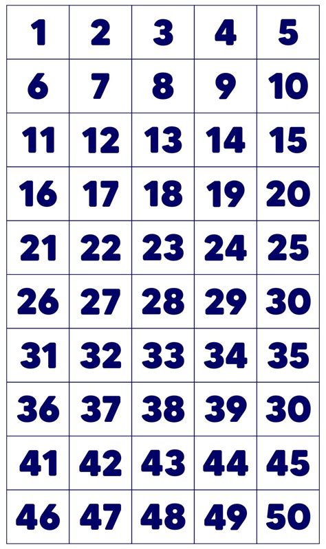 Free Large Printable Numbers 1 50 Printable Form Templates And Letter