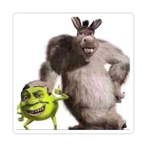 Shrek And Donkey X Monsters Inc Sticker By Jfet10 In 2021 Stupid