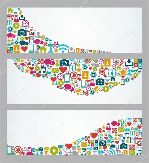 Social Media Icons Web Banner Set — Stock Vector © Cienpies 57849119
