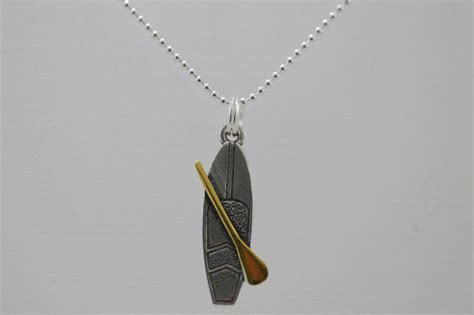 Sup Stand Up Paddle Board Necklace Sterling Silver And Gold Standup