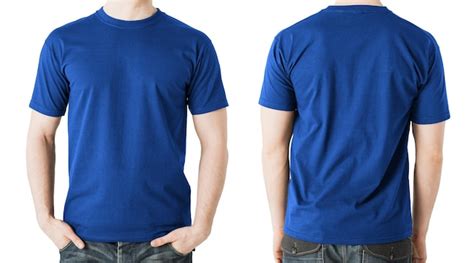 Premium Photo Clothing Design Concept Man In Blank Blue T Shirt