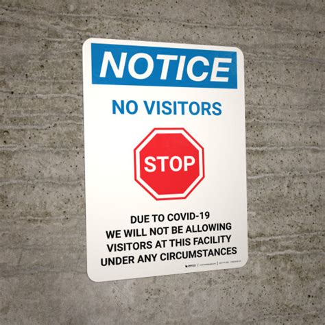 Notice No Visitors Stop No Visitors Due To Covid 19 With Icon Portrait