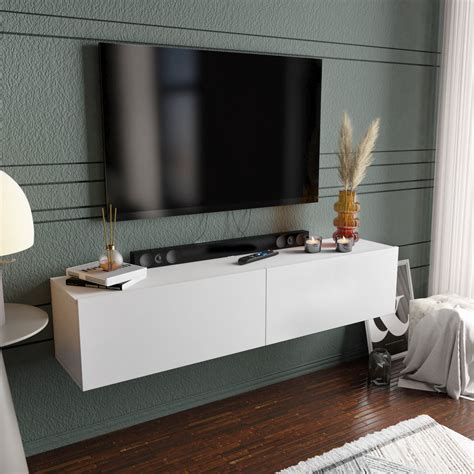 Poling 63” Melamine Coated Modern Engineered Wood Floating Tv Stand