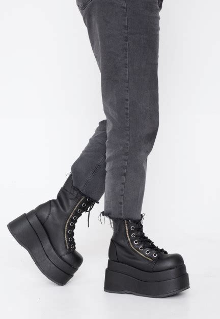 Demonia Bear 265 Black Vegan Leather Girl Shoes Impericon Uk