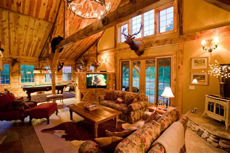 Montana Lodge Themed Barn Home Traditional Living Room Other By