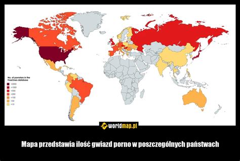 Mapa Przedstawia Ilość Gwiazd Porno W Poszczególnych Państwach Worldmappl