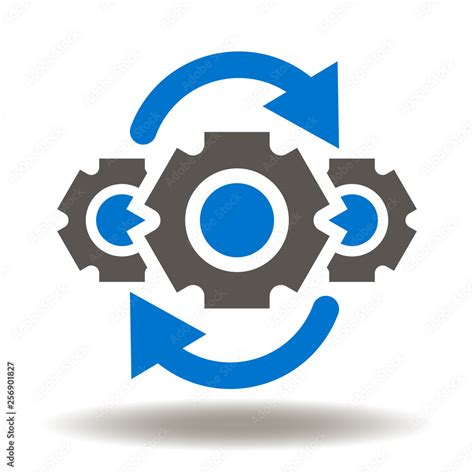 Gear Mechanism Arrows Round Processing Icon Vector Operations Logo