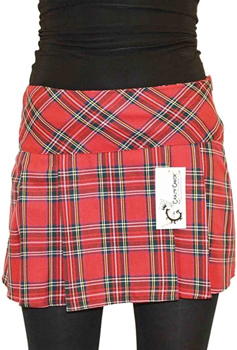 Ladies Tartan Mini Skirt Length 14 36cm 8 Red Uk