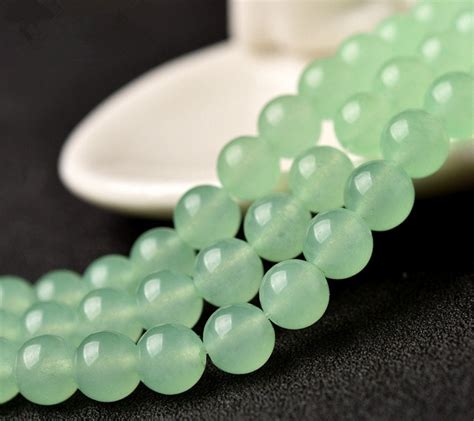 Natural Light Green Jade Beads Smooth Polished Round