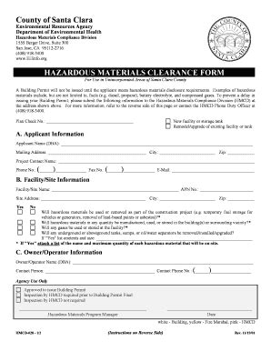Fillable Online HAZARDOUS MATERIALS CLEARANCE FORM Fax Email Print