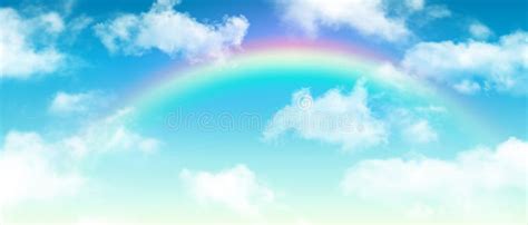 Clouds Background Blue Sky With Rainbow Stock Vector Illustration Of