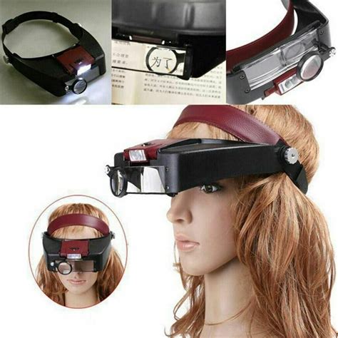 magnifying glass headset led light head headband 10x magnifier loupe with box us ebay