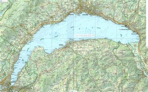 Подробная топографическая карта Женевского озера Detailed Topographic