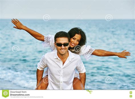 beautiful romantic couple on the sea shore stock image image of couple beautiful 81007979