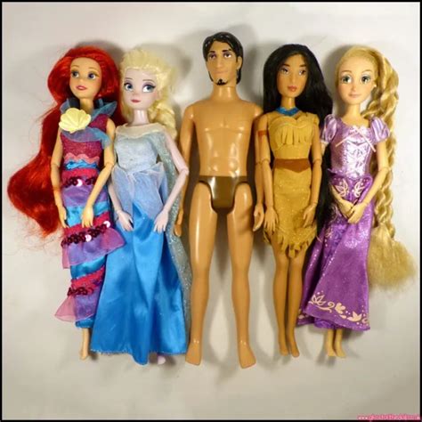 Disney Store Classic Doll Ariel Elsa Rapunzel Pocahontas Flynn Bundle